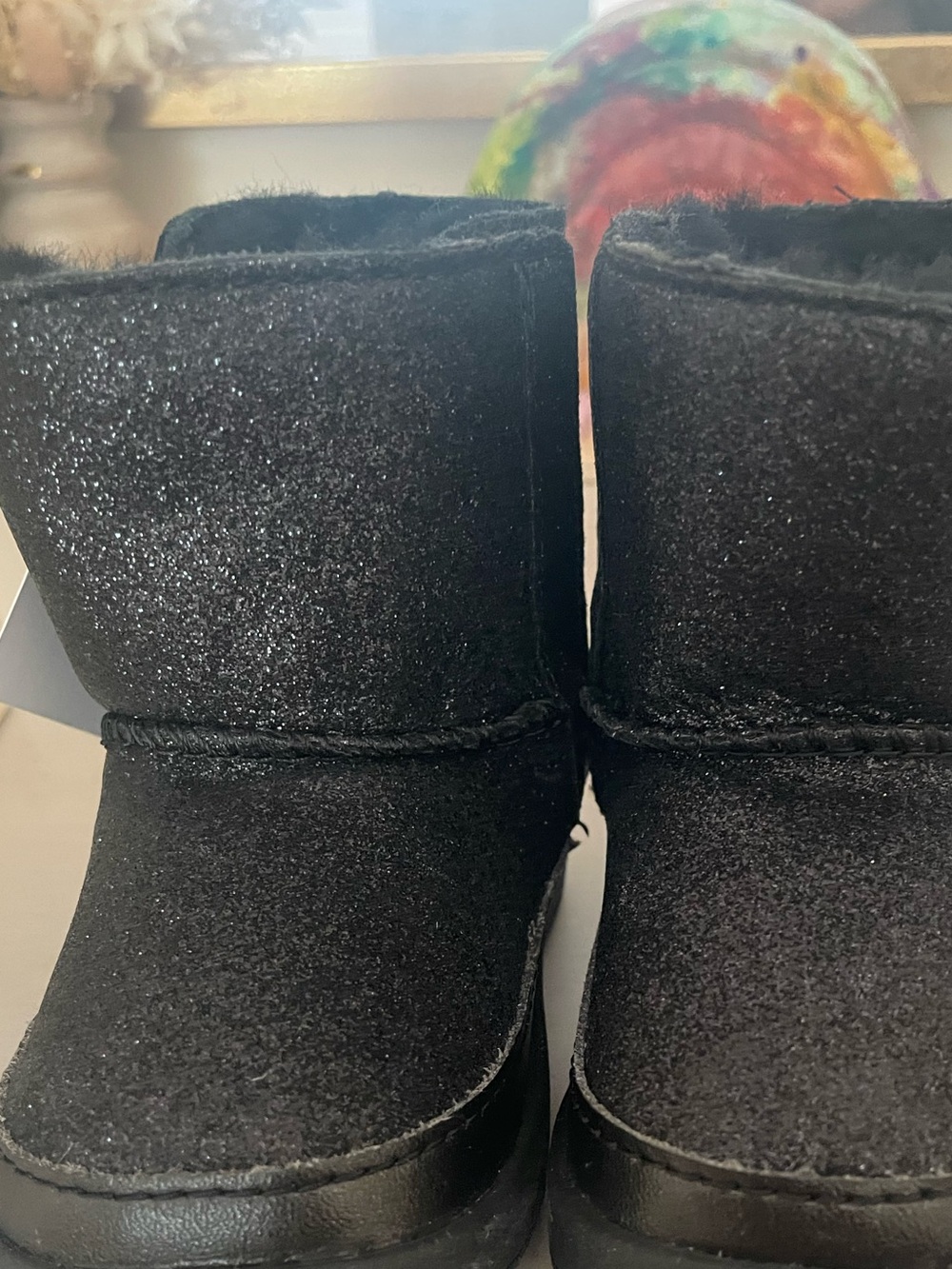 UGG Black Sparkle Fur Boots Baby Size 2/3